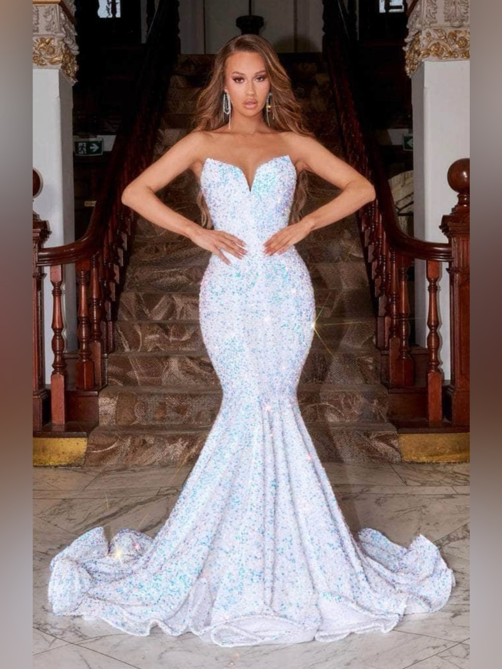 ✨ Portia & Scarlett Iridescent Sequin Mermaid Gown - Formal Dress NWT